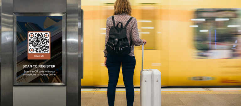 How can train stations use QR codes to promote contactless transactions?