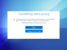 something went wrong outlook